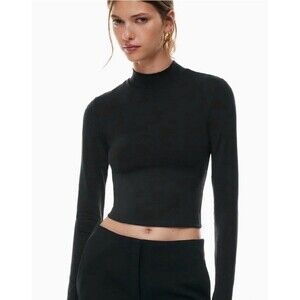 Babaton contour Women’s Long Sleeve Crop Top Size XS Ivory